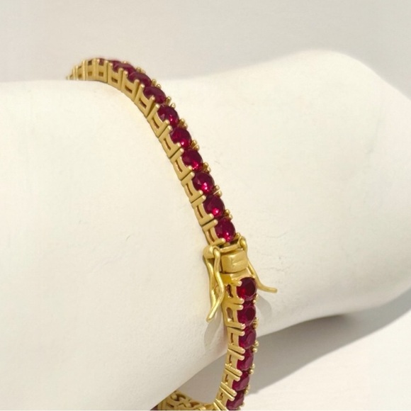 Freida Rothman Midnight Tri-Tone Twilight 14K Gold Tennis Bracelet Ruby Red - Picture 6 of 14